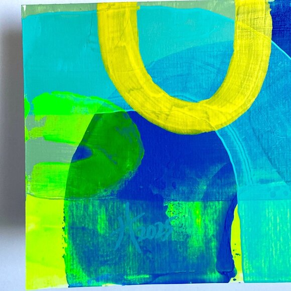 Intersectionality6 Original Acrylic Painting 8x10in Mat Frame Ready Squeegee Art - Picture 5 of 8